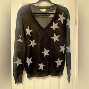 Lovers + Friends Black and Gray Star Sweater